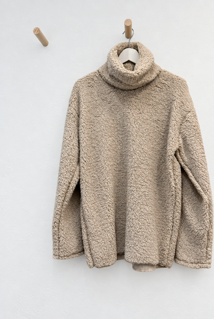 Sweatshirt Doudou mixte avec col beige